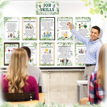 Outus 11 Pcs Job Skill Posters High School Classroom Decoration, Eucalyptus - style: Eucalyptus