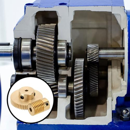 uxcell Worm Gear Set 60T 0.5 Module 60:1 Reduction Rate, Right Rotation Drive Gear Box Wheel Reduce Transmission Part (Brass Gear-3mm Bore, Brass Rod 4mm Bore) - size: Gear-3mm, Rod-4mm Bore, style: 0.5M-60T