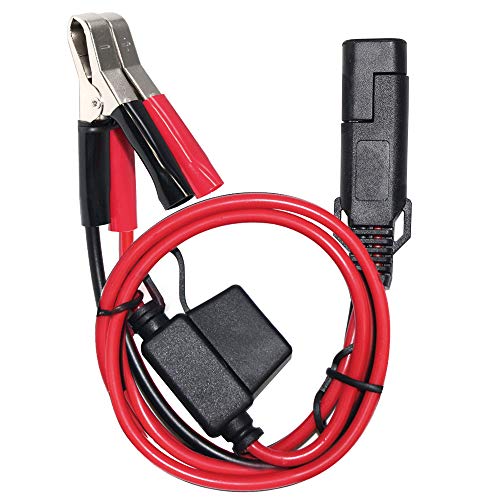 SPARKING 1.5FT 12V Battery Alligator Clip to SAE 2Pin Quick Disconnect Cable SAE to Battery Clamp Cable 7.5A Fuse(1 PACK) - size: 1 Pack