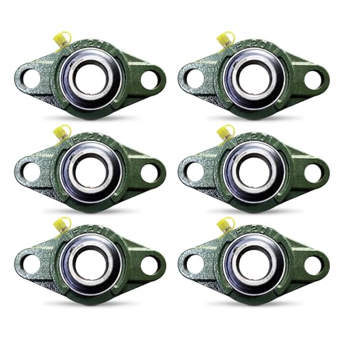 UCFL201-8 Pillow Block Bearing - Pack of 6 Flange Mounted Pillow Block Bearings - Chrome Steel Bearings with 1/2" Bore, Self Alignment - size: UCFL201-8-6PCS