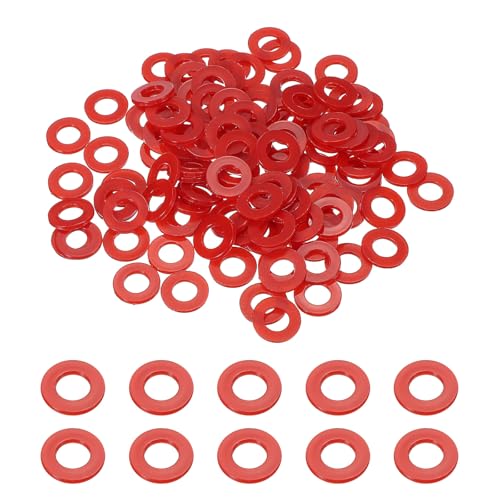 uxcell 120 Pcs Nylon Flat Washers 8mm ID 16mm OD 1.5mm Thick Plain Washer Grommets Plastic Sheet Gasket Fastener Sealing Spacer Gasket Ring Water Hose Washers, Red - color: Red, size: 8mm x 16mm x 1.5mm