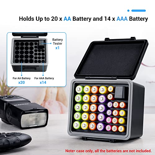 JJC AA AAA Battery Case Holder for 20 x Double A & 14 x Triple A Batteries - color: For 20xAA/14xAAA Battery