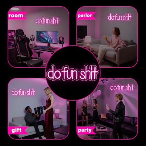 Do Fun Shit Neon Signs for Wall Decor,Adjustable Brightness Letters Neon Light up Signs for Bar,Man Cave Outside Party Bedroom Decor,Funny Room Sign Wall Art - color: LB-DoFunShit