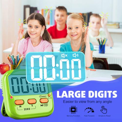 2 Pack Digital Timer for Kids Teacher Classroom Kitchen Office - color: Majestic Black