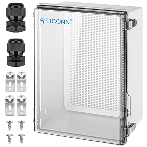 TICONN Outdoor Electrical Box Waterproof, ABS IP67 Junction Box Enclosure - color: Transparent Cover, size: 13.8"x9.8"x5.9"