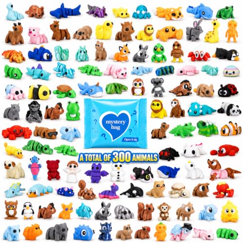 30PCS 3D Printed Animals Blind Bags, Mystery Pack Mini Animal Toys from 300 Styles, Flexible Articulated Fidget Desk Toys for Kids Party Favors Classroom Prizes Goodie Bags Birthday Gifts - color: Yellow