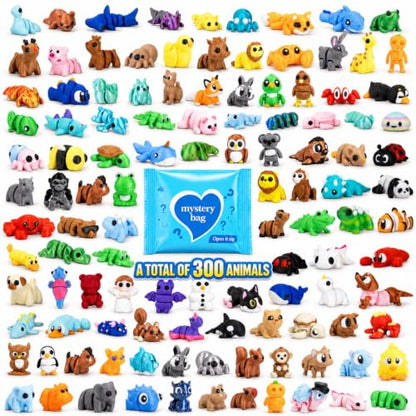 30PCS 3D Printed Animals Blind Bags, Mystery Pack Mini Animal Toys from 300 Styles, Flexible Articulated Fidget Desk Toys for Kids Party Favors Classroom Prizes Goodie Bags Birthday Gifts - color: Yellow