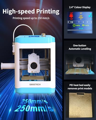 Fully Assembled Mini 3D Printer for Kids & Beginners - Complete Starter Kit with Auto Leveling 3D Printing Machine, 1 Roll of Filament, and SD Card, High-Speed 250mm/s, High Precision, for School Home - size: Mini