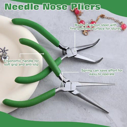 SPEEDWOX 2PCS Mini Bent & Straight Nose Pliers Set, 5-Inch for Jewelry, DIY - style: 2 x needle nose pliers