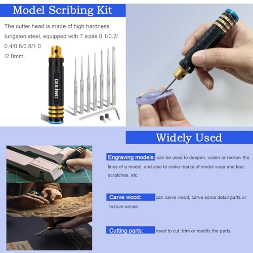 Model Scriber Tool Kit, 7-Blade Chisel Set for Gunpla