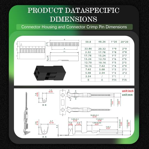 50 Sets / 250 Pieces for Dupont 2.54mm 2Pin Black Male Connector - size: 2-Pin Male, style: Black-Double Row