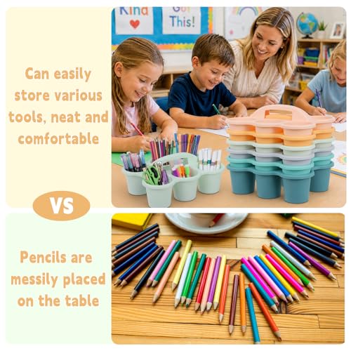 6 Pack Classroom Caddy With Handle for School Supplies, Boho - color: Boho