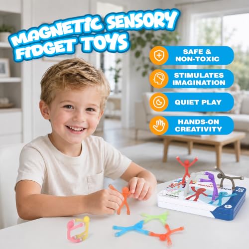 10Pcs Magnetic Travel Toys with Metal Box, Magnets Men for Kids Fidget Toys - size: 10Pcs Opaques