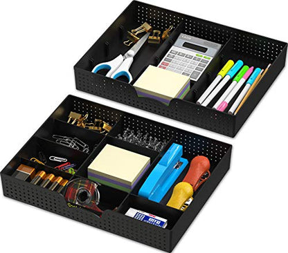 Simple Houseware Drawer Organizer Tray, 9 Compartments, 2-Pack, Black - color: Black, size: 2 Pack