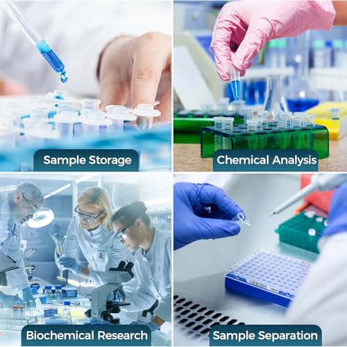 100Pack 0.2ml Conical Centrifuge Tubes with Snap Cap, Small Sterile Microcentrifuge Tube Test Vials Plastic Sample Storage Container, Clear Graduated Non-Pyrogenic, DN/RNase Free for Lab - size: 0.2ML-100PACK