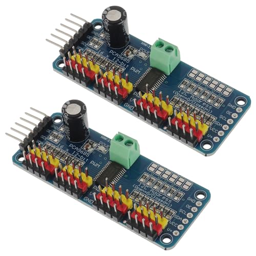 PCA9685 16 Channel PWM Servo Driver Board 12 bit IIC Interface Module Compatible with Arduino and Raspberry Pi (2pcs)