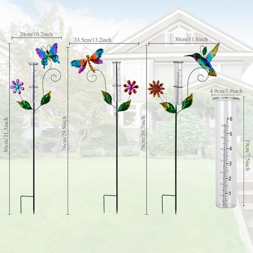 3 Pcs Rain Gauge Outdoor, 6 Inch Tube Rain Gauges - color: 3 Pcs-Hummingbird
