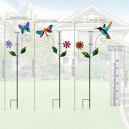3 Pcs Rain Gauge Outdoor, 6 Inch Tube Rain Gauges - color: 3 Pcs-Hummingbird