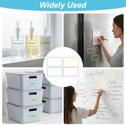 120 Pcs Dry Erase Stickers Reusable Waterproof Dry Erase Labels Stickers for Food Containers 2.4"X 1.2" Easy-Peel Removable Sticky Notes for Whiteboard Food Containers Storage Bin