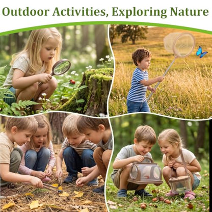 9 Pcs Bug Catcher for Kids, Outdoor Kids Explorer Kit with Magnifying Glass Butterfly Backpack & 6 Bug Catching Accessories, Outdoor Explorer Kit Nature Exploration Toys STEM Gift for Boys Girls 3-12