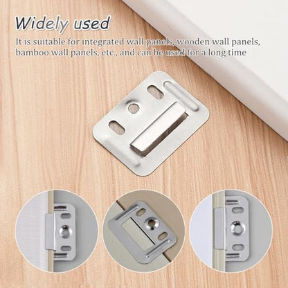 KOOBOOK 100Pcs Stainless Steel Wall Panel Clamps for Rust-Resistant Integrated Wall Installations Exquisite Wall Buckle Furniture Clamp Z Clips for Effortless Panel Mounting