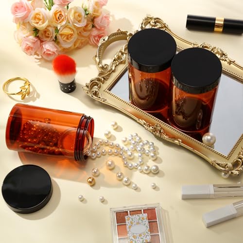 Patelai 4 Pcs Plastic Jars with Lids, Amber, 12 oz, Wide Mouth - color: Amber, size: 12 oz