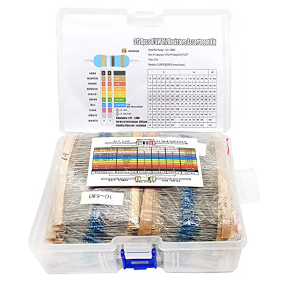 3120pcs 156 Values Metal Film Resistor Kit Minidodoca 1 Ohm-10M Ohm 1/4W 0.25 watt ±1% Tolerance Fixed Resistors Assortment Kit RoHS Compliant 100 1000 1k 10k 100k ohm Resistor Pack for DIY Projects - style: 1/4 watt-156 values-3120pcs
