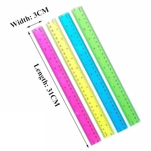 Ruler 12 inch Rulers for Kids Plastic Clear Ruler Bulk for Classroom School Must Haves Supplies Tools Elementary Ruller with Centimeters - size: 7pcs Mulicolor (12 Inch)