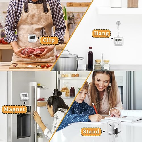 Timer, Kitchen Timers for Cooking Classroom Timer for Kids Teachers Digital Magnetic Timers 2 Pack, White - color: White