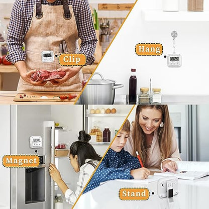Timer, Kitchen Timers for Cooking Classroom Timer for Kids Teachers Digital Magnetic Timers 2 Pack, White - color: White