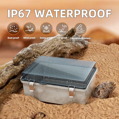 Joinfworld Electrical Box Weatherproof Plastic Junction Box 15.7x11.8x7.1 Outdoor WiFi Nema 4 Enclosure Clear Cover for Electric Connection Exterior Project - size: 15.7 x 11.8 x 7.1 inches