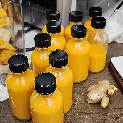 12pack 2oz Ginger Shot Bottles, Reusable Glass Shot Bottles with Caps - color: White, size: 12-pack