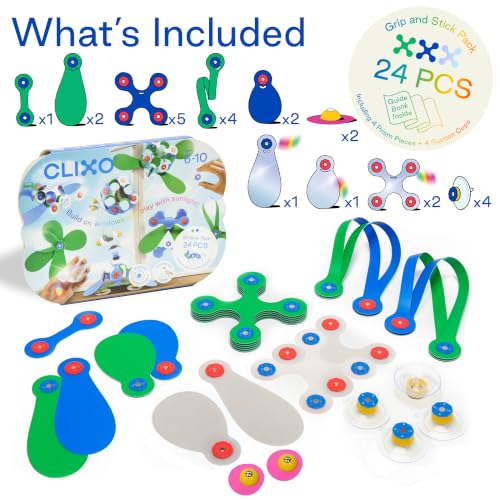Clixo Window Pack, STEM Magnetic Building Toys & Suncatchers, 24 Pc, 4+