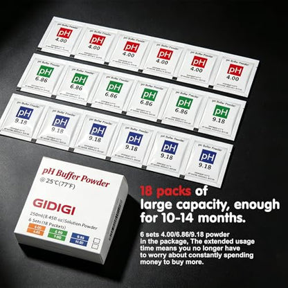 pH Meter Calibration Solution Kit | 18-Pack pH Buffer Powder - color: White 4/6.86/9.18