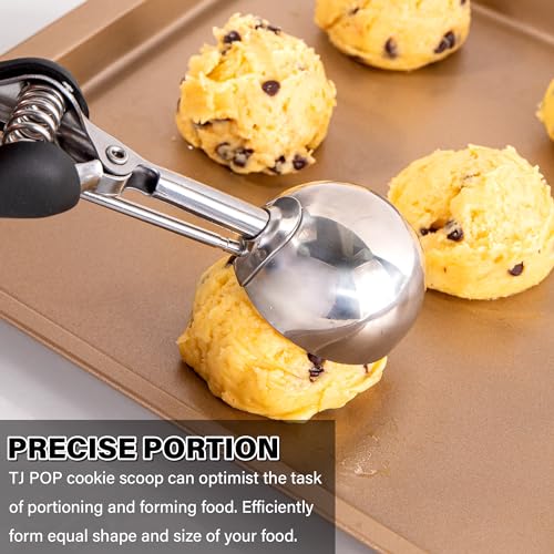 Large Cookie Scoop 3 Tbsp, Professional Stainless Steel Ice Cream Scoop 50mm, Cupcake Scoop Muffin Scoop for Baking, Good Soft Grips, Quick Trigger Release, 45ml (3 Tablespoon) - size: 3 tbsp (50 mm)