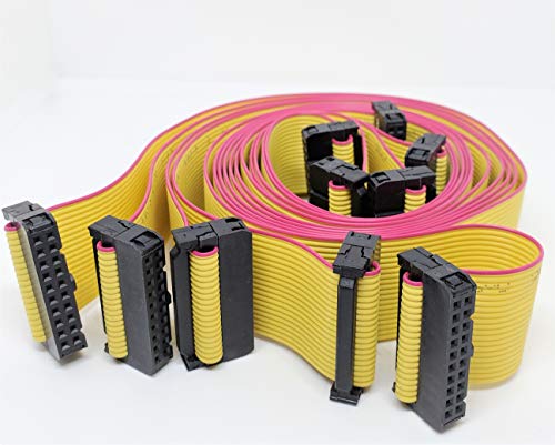 PC Accessories 20P 60cm 23" Length Yellow Flat Ribbon Cable with 2.54mm 0.1" FC 20 Pins 2x10 Female to Female Connector (20P-60cm-5PK) - size: 20P-60cm-5PK