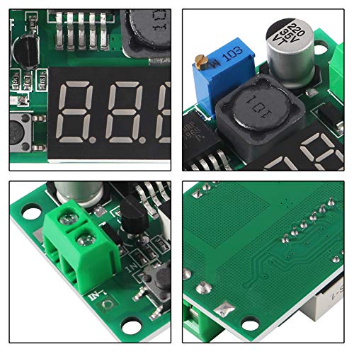 AITRIP 2pcs LM2596 Adjustable DC-DC Step Down Buck Power Convert Module 4.0-40V Input to 1.25-37V Output with LED Voltmeter Display - color: 2 PCS