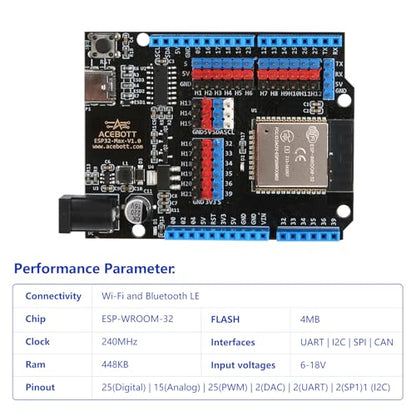 STEM Toys Programmable Bionic Spider Robot Kit with ESP32 Development Board Max V1.0, Science Kit for Kids Age 8-12, Arduino Compatible USB-C WiFi Bluetooth MicroPython