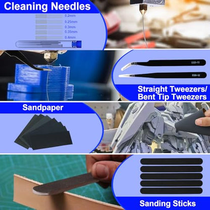 3D Printer Tool Kit, 202 Pcs 3D Printer Accessories Includes Deburring Tool, Removal Tools, Digital Caliper, Cutting Mat, Carrying Case, 3D Printing Tool Kit for Finishing, 3D Print Removing, Cleaning