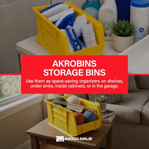 Akro-Mils 30240 AkroBins Plastic Storage Bins, 15"x8"x7", Yellow, 12-Pack - color: Yellow