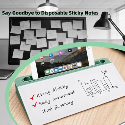 Glass Desktop Whiteboard,Dry Erase Board Buddy Keyboard Stand - color: Green