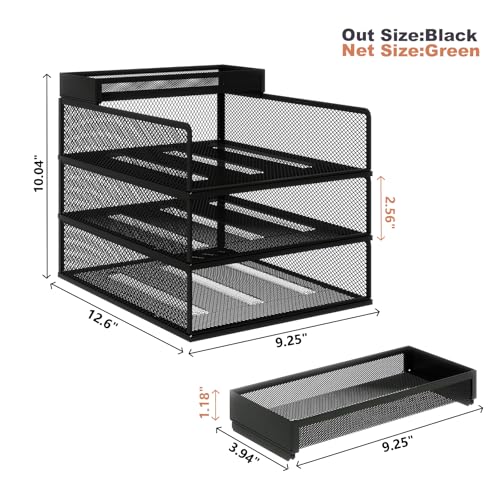 Natwind 3-Tier Stackable Metal Mesh Letter Paper Tray Organizer,Black - color: Black, size: 3 tier