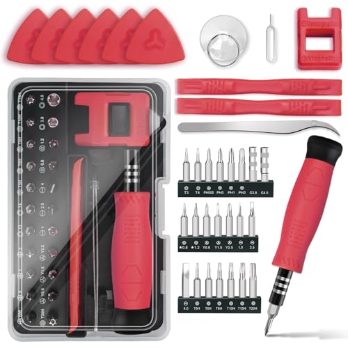 Showpin Mini Screwdriver Set for Computer PC Laptop Macbook Electronics Repair, 35PCS Small Precision Tool Kit with Torx T5 T6 T8 for Beginner IT DIY - color: Red-35pcs-1pack