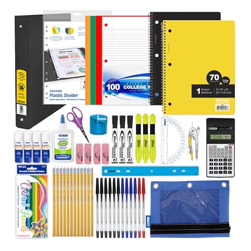BAZIC PRODUCTS 65-Piece Middle & High School Kit, Math & Geometry, 65-Case