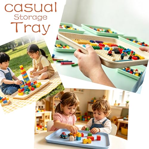 8 Pack Fast Food Serving Tray | 15 by 10-Inch Wheat Straw Cafeteria Art Tray, Rectangular Restaurant Serving Platter for Party, Home, School, Restaurant - size: L-15”×10“