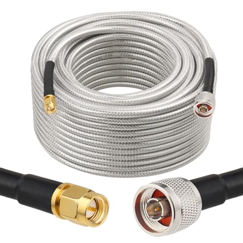 MOOKEERF RG8X N Male to SMA Male Cable 100FT,Ultra Low Loss RG8X Stranded Core SMA to N Cable 50 ohm for WiFi Router,GPS Receiver,Antenna,Signal Booster Use - size: 100FT