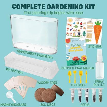 Root Viewer Kit for Kids - Science STEM Toys with Fun Stickers & Storybook, Craft Planting Kits for Ages 4-12, Birthday Gifts for Girls & Boys 4 5 6 7 8 9 10 Year Old(A Size)