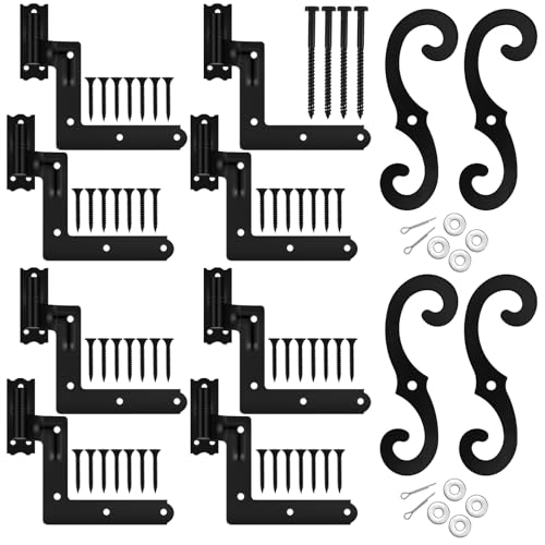 Moxweyeni 8 Pack (4 Pair) Steel Blind Shutter Hinges 1-1/16" with S Hook