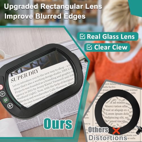 IVMAIE 12X Magnifying Glass with Light, Rectangle Real Glass Lens - color: Black, size: 17.8-Inch Swing Arm
