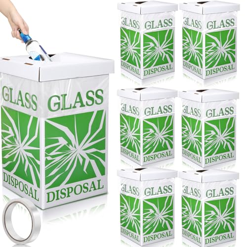 Resurhang 6 Pcs Broken Glass Disposal Box 12" L x 12" W x 20" H Floor Model - size: 12"L x 12"W x 20"H Floor Model
